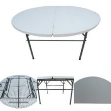 FOLDNG ROUND TABLE , SPLIT TOP, 160 Cm. DIA.