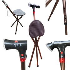WALKING STICK WITH FOLDING STOOL,ELECTRONIC, FIVE ADJUSTABLE HEIGHT
