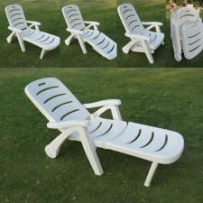 FOLDING POOL LOUNGER, WHITE, XDPC-119
