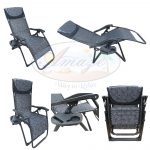 FOLDING ZERO GRAVITY RECLINER CHAIR, 01 GREY FLOWERS