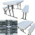 Folding Garden Table, Benches Set ( 2 Benches, 1 Table) - WHITE