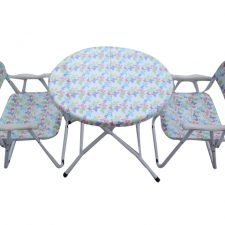 Folding Baby Table - Chairs Set (1+2 Chairs With Arms)-P.P.Printed, Multi Colour Butterfly