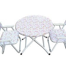Folding Baby Table - Chairs Set (1+2 Chairs With Arms)-P.P.Printed, Pink Butterfly