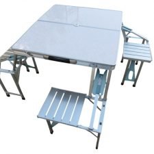 Folding Picnic Table With 4 Side Joint Chairs - 8836 (Marble Finish  MDF Top)