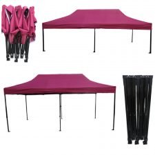 Quick Foldable Gazebo, 20' x 10', H.D., WINE RED