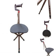 WALKING STICK WITH FOLDING STOOL, FIVE ADJUSTABLE HEIGHTSbg