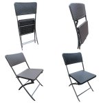 Folding Dining Chair - Rattan - Brown