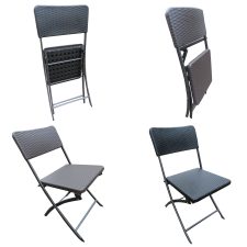 Folding Dining Chair - Rattan - Brown