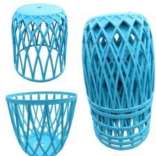 Stackable Stool, Side Grill (866), P.P., BLUE ( Set of 4 Pcs.)