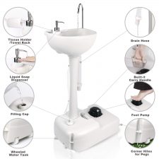Portable Light Weight Movable Outdoor Garden Farm House Event Camping Travelling Hand wash Sink With Liquid Soap Dispenser With Tissue & Towel Holder And Water Storage Tank 17 LIt.