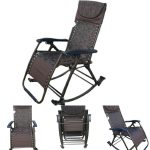 Folding portable zero gravity compact easy push back rocking oscillating reclining designer relax chair- 08 BROWN FLOWERS- With Cushion, side tray and drink holder