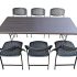Folding Dining Table+6 Chairs Set Suitable for Garden Restaurant Food Parlor Ice Cream Parlor Cafeteria Farm House Canteen Catering Home Household (Color-Wooden Black)