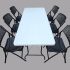 Folding Garden Restaurant Food Parlor Ice Cream Parlor Cafeteria Farm House Canteen Catering Home Household Dining Table+6 Chairs Set (6' X 2.5') (Color-White & Black)