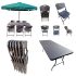 Folding Dining Table and Chairs Set Rattan with Umbrella and Base Suitable for Garden, Restaurant,Canteen,Home Set of (6'x2.5' Table, 6 Chairs, 1 Umbrella, 1 Umbrella Base) (Color-Green)