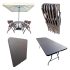 Folding Dining Table and Chairs Set Rattan with Umbrella and Base Suitable for Garden, Restaurant,Canteen,Home Set of (6'x2.5' Table, 6 Chairs, 1 Umbrella, 1 Umbrella Base) (Color-Beige)
