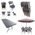 Folding Dining Table and Chairs Set Rattan - Complete Outdoor Dining Solution with Umbrella and Base Ideal for Garden, Restaurant,6'x2.5' Table, 6 Chairs, 1 Umbrella, 1 Umbrella Base Brown