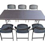 Folding Dining Table+6 Chairs Set Suitable for Garden Restaurant Food Parlor Ice Cream Parlor Cafeteria Farm House Canteen Catering Home Household (Color-Wooden Black)