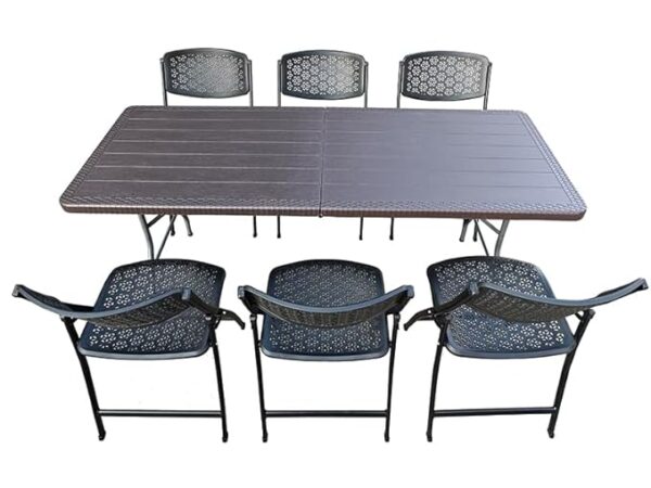 Folding Dining Table+6 Chairs Set Suitable for Garden Restaurant Food ...