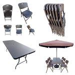 Folding Dining Table and Chairs Set Rattan - Complete Outdoor Dining Solution with Umbrella and Base Ideal for Garden, Restaurant,6'x2.5' Table, 6 Chairs, 1 Umbrella, 1 Umbrella Base Brown