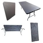 Multipurpose Folding Patio Dining Table Versatile Outdoor Furniture for Dining, Study, and Picnic (Size-(6'x2.5') - Rattan - with Hole in Center