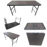 Folding Table, 4'x2', RATTAN, Brown