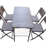Folding Garden Restaurant Food Parlor Ice Cream Parlor Cafeteria Farm House Canteen Catering Home Household Dining Table+4 Chairs Set- Rattan