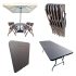 Folding Dining Table and Chairs Set Rattan Complete Outdoor Dining Solution with Umbrella and Base Ideal for Garden, Restaurant, and More - 6'x2.5' Table, 6 Chairs,1Umbrella,1Umbrella Base -BEIGE