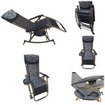 Folding portable zero gravity compact easy push back rocking oscillating reclining designer relax chair- 03 GREY FLOWERS- With side tray and drink holder