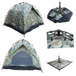 Camping Tent - Automatic - Square (Double Layer)-Camouflage-large Leaves (3 People)