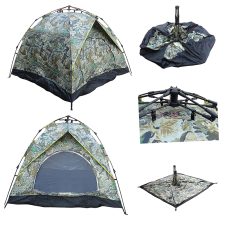 Camping Tent - Automatic - Square (Double Layer)-Camouflage-Tree Branches (3 People)