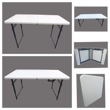 FOLDING TABLE, 4' x 2', SPLIT TOP (Telescopic Legs)