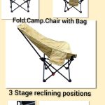 Folding Camping Chair with Carry Bag (3 Adjustable Back position)