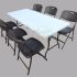 Dining Table-Chairs (6) Set, 6'x2.5' (Split Top), Brown Rattan