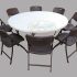 Dining Table-Chairs Set (Round Table+8 Chairs)-Brown Rattan
