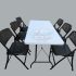 Dining Table-Chairs (6) Set, 5'x2.5' (One Piece Top), Black, Honey Comb