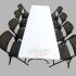 Dining Table-Chairs Set, 8'x2.5', Black, Honey Comb