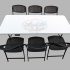 Dining Table-Chairs (6) Set, 6'x2.5' (Split Top), Black, Honey Comb