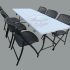 Dining Table-Chairs (6) Set, 5'x2.5' (Split Top), Black, Honey Comb