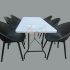 Dining Table-Chairs (6) Set, 6'x2.5' (Split Top), Black Igloo