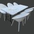 Dining Table-Chairs (6) Set, 6'x2.5' (Split Top), White Igloo