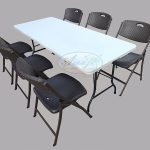 Dining Table-Chairs (6) Set, 6'x2.5' (Split Top), Brown Rattan