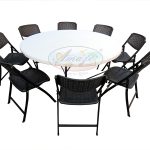 Dining Table-Chairs Set (Round Table+8 Chairs)-Honey Comb