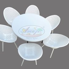 Dining Table-Chairs Set, 120 Cm Dia., WHITE