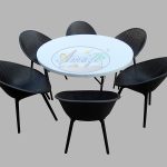 Dining Table-Chairs Set, 120 Cm Dia., BLACK