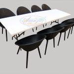 Dining Table-Chairs Set, 8'x2.5', BLACK IGLOO