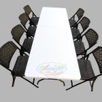 Dining Table-Chairs Set, 8'x2.5', Black, Honey Comb