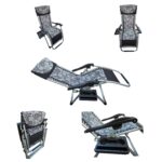 Folding Zero Gravity Easy Push Back Relax Swimming Pool Beach Lounger Recliner Chair- 68B Grey (with Cup Holder Tray)