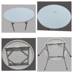 Folding Outdoor Round Dining Table  - 115 Cm DIameter with Hole in Center